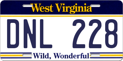 WV license plate DNL228