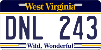 WV license plate DNL243