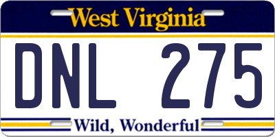 WV license plate DNL275