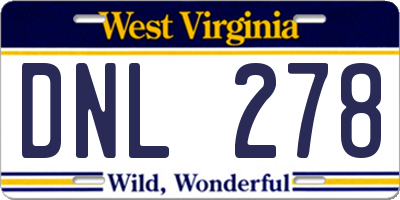 WV license plate DNL278