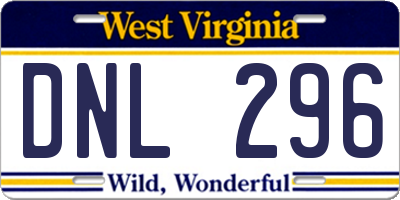 WV license plate DNL296