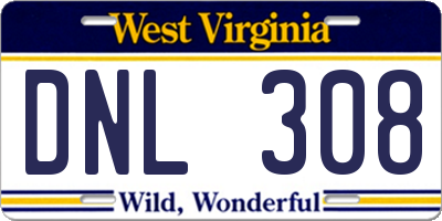 WV license plate DNL308