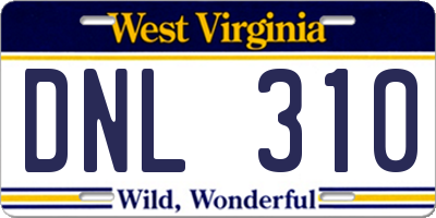 WV license plate DNL310