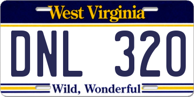 WV license plate DNL320