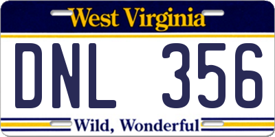 WV license plate DNL356
