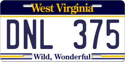 WV license plate DNL375