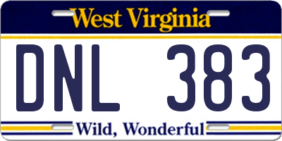 WV license plate DNL383