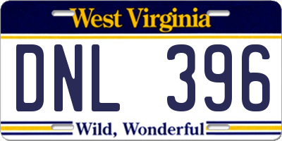 WV license plate DNL396