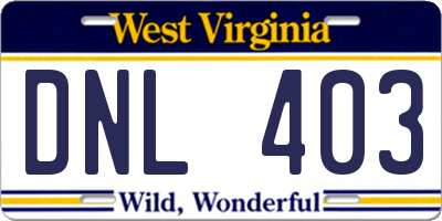 WV license plate DNL403