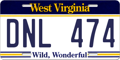WV license plate DNL474