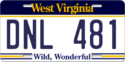 WV license plate DNL481