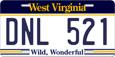 WV license plate DNL521