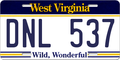 WV license plate DNL537