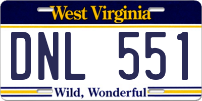 WV license plate DNL551