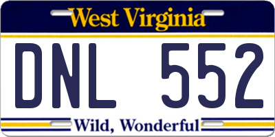 WV license plate DNL552