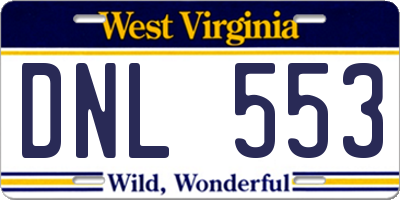 WV license plate DNL553