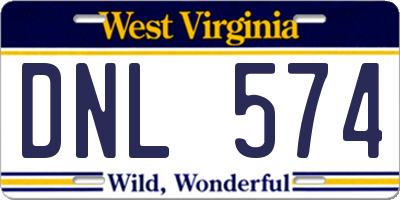 WV license plate DNL574