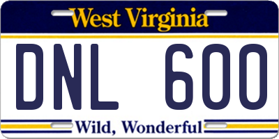 WV license plate DNL600