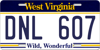 WV license plate DNL607