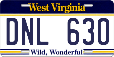 WV license plate DNL630