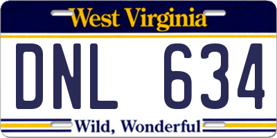 WV license plate DNL634