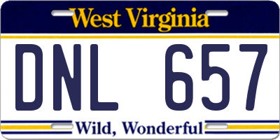 WV license plate DNL657