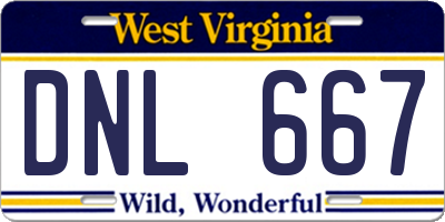 WV license plate DNL667