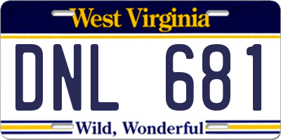 WV license plate DNL681