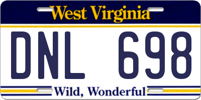 WV license plate DNL698