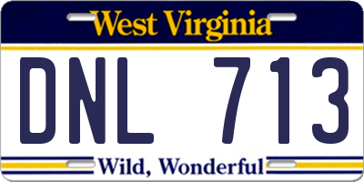 WV license plate DNL713