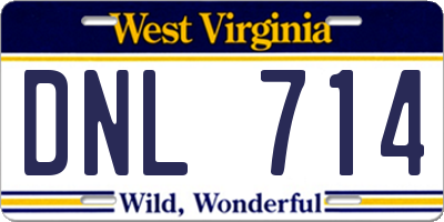 WV license plate DNL714