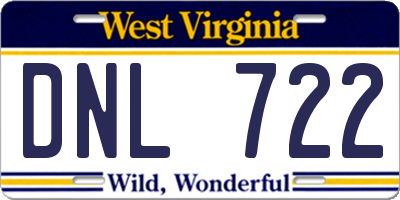WV license plate DNL722