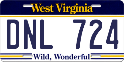 WV license plate DNL724