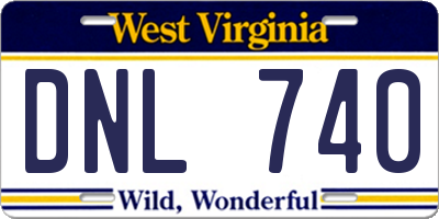 WV license plate DNL740