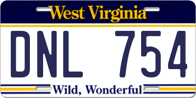 WV license plate DNL754