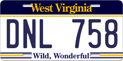 WV license plate DNL758