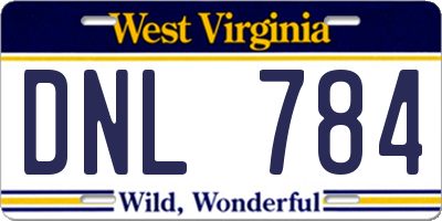 WV license plate DNL784