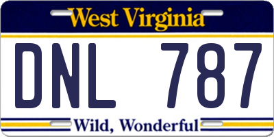 WV license plate DNL787