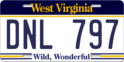 WV license plate DNL797