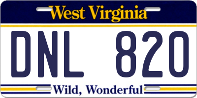WV license plate DNL820