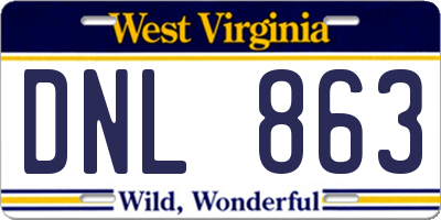WV license plate DNL863