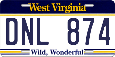 WV license plate DNL874