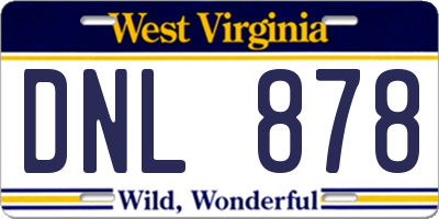 WV license plate DNL878