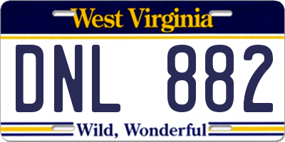 WV license plate DNL882