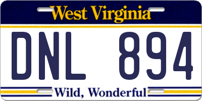 WV license plate DNL894