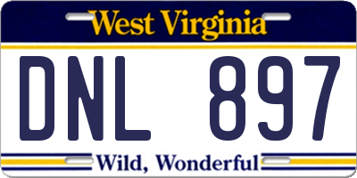 WV license plate DNL897