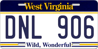 WV license plate DNL906
