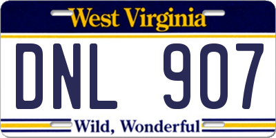 WV license plate DNL907