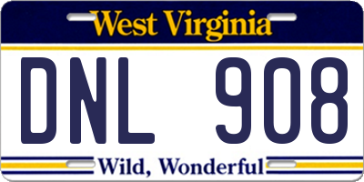 WV license plate DNL908