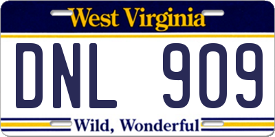 WV license plate DNL909